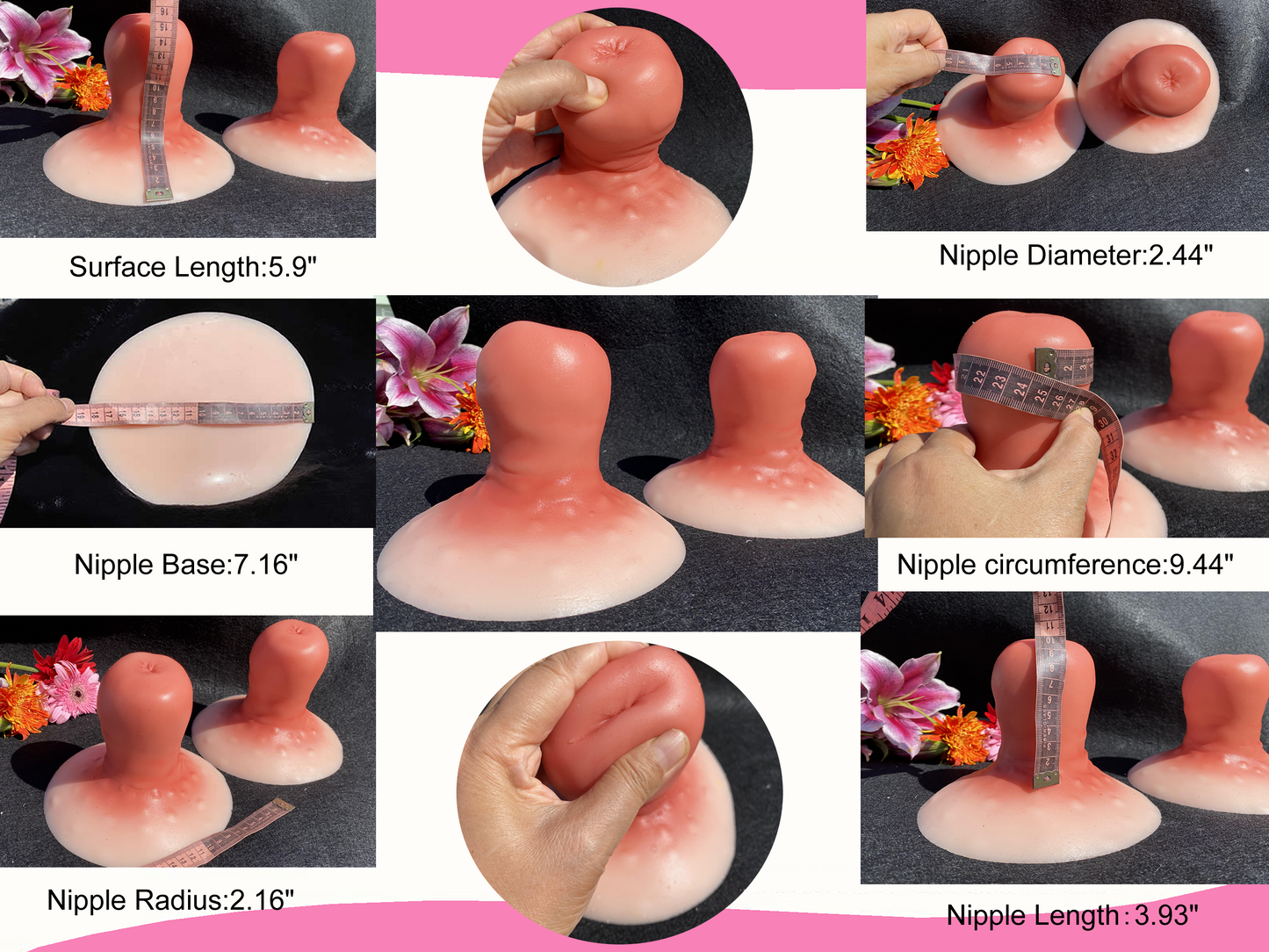 LINRA Huge Silicone Nipple Prosthetic A Pair,2 Colors