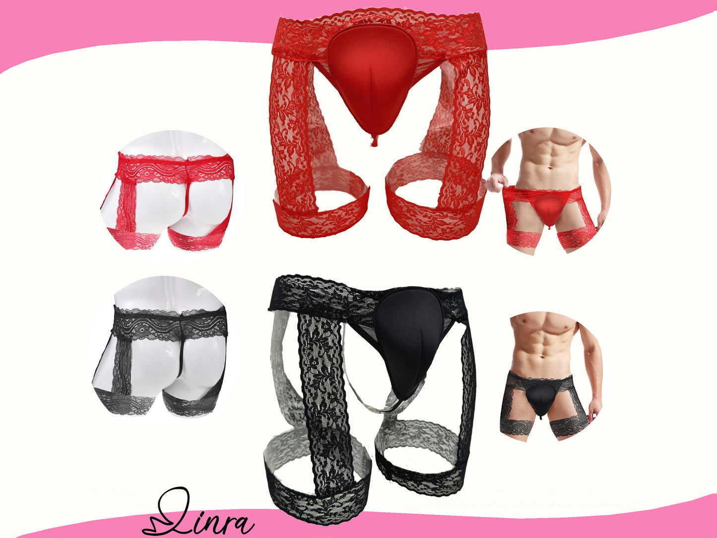 LINRA Camel Toe Thong Hiding Gaff Panty Sexy Lace for Transgender Drag Queens & Cosplay Male To Female Cross-Dressing