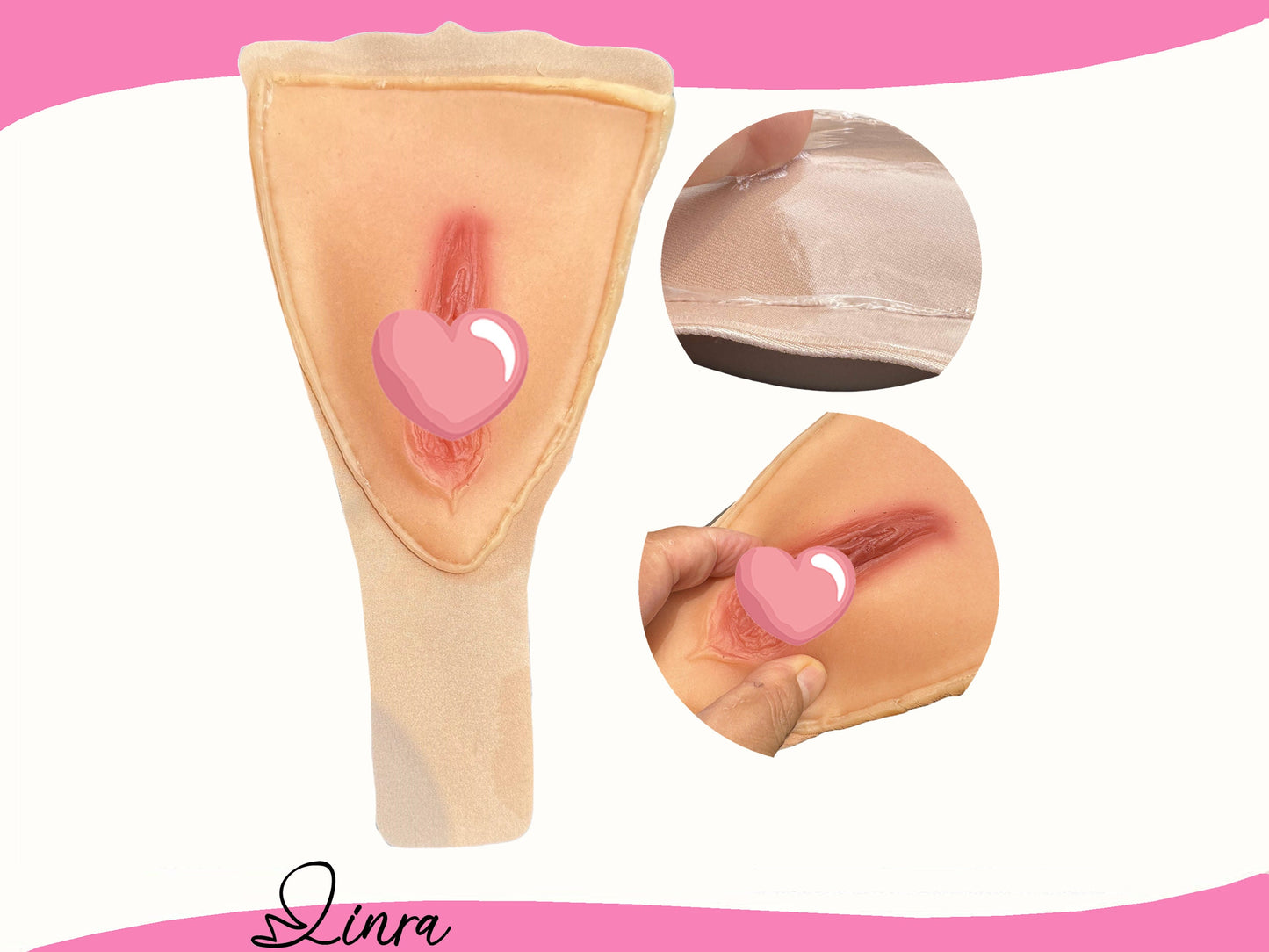 LINRA DIY Fake Vagina Tucking Tape Kit Male Hiding Underwear Panty Silicone Pads Self-adhesive Reusable Drag Queen Transgender Crossdresser